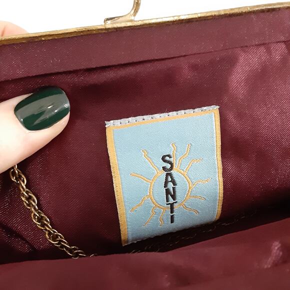 Vintage 1980s Beaded Clutch Kiss Lock Chevron Multicolor Evening Bag Hollywood - Picture 6 of 9